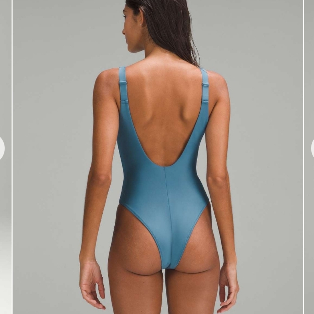 lululemon athletica Waterside V-Neck One-Piece Swimsuit in Soft Denim (Blue) - Picture 2 of 11